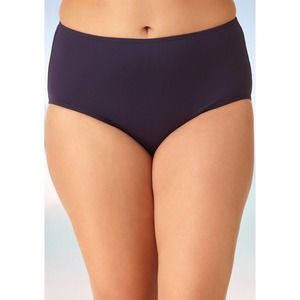 ANNE COLE Plus Size 22W Navy Colorblast High‎ Waist Swim Bottom NWT $60